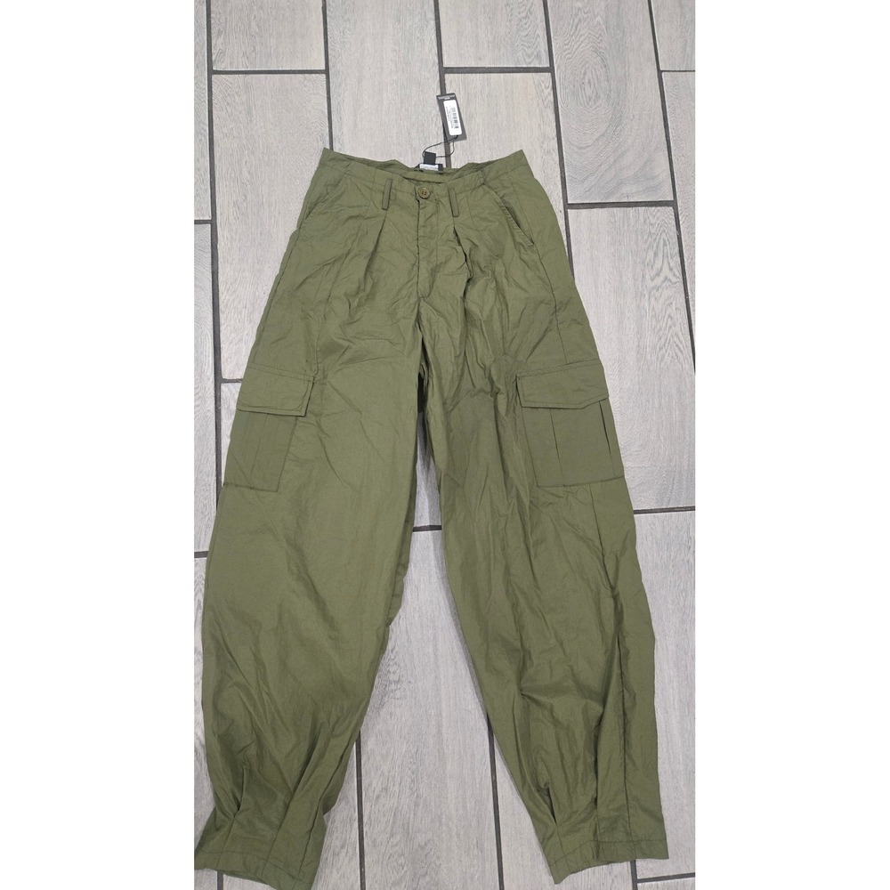 PrettyLittleThing Khaki Shell Cuffed Parachute Cargo Pants US 2 CMY3532 Green